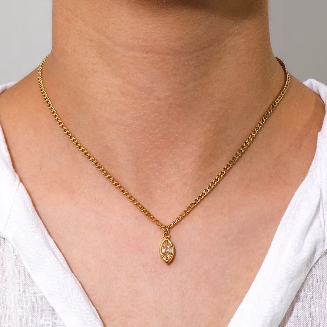 Eye Zircon Chain Necklace