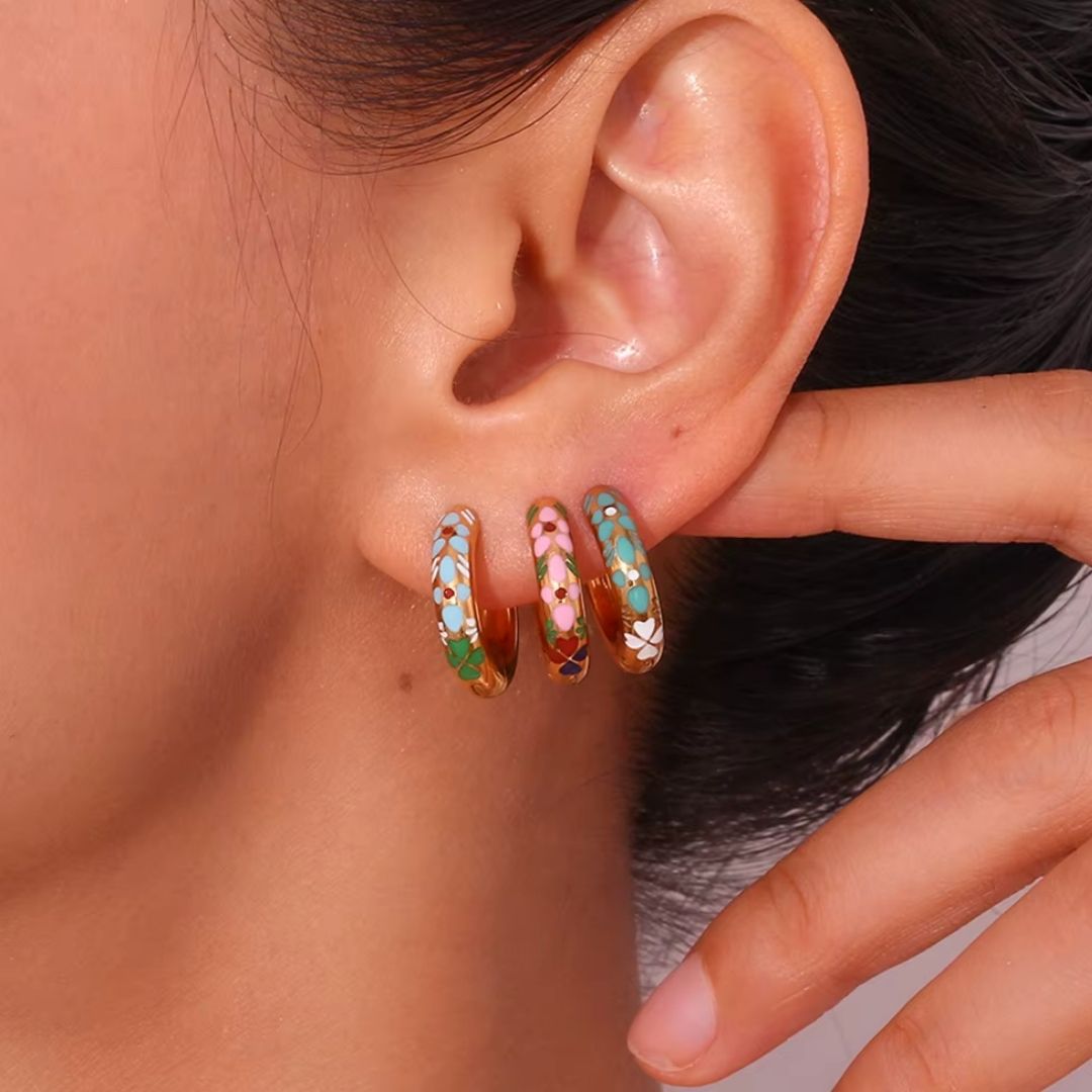 Flowers Hoop Earrings