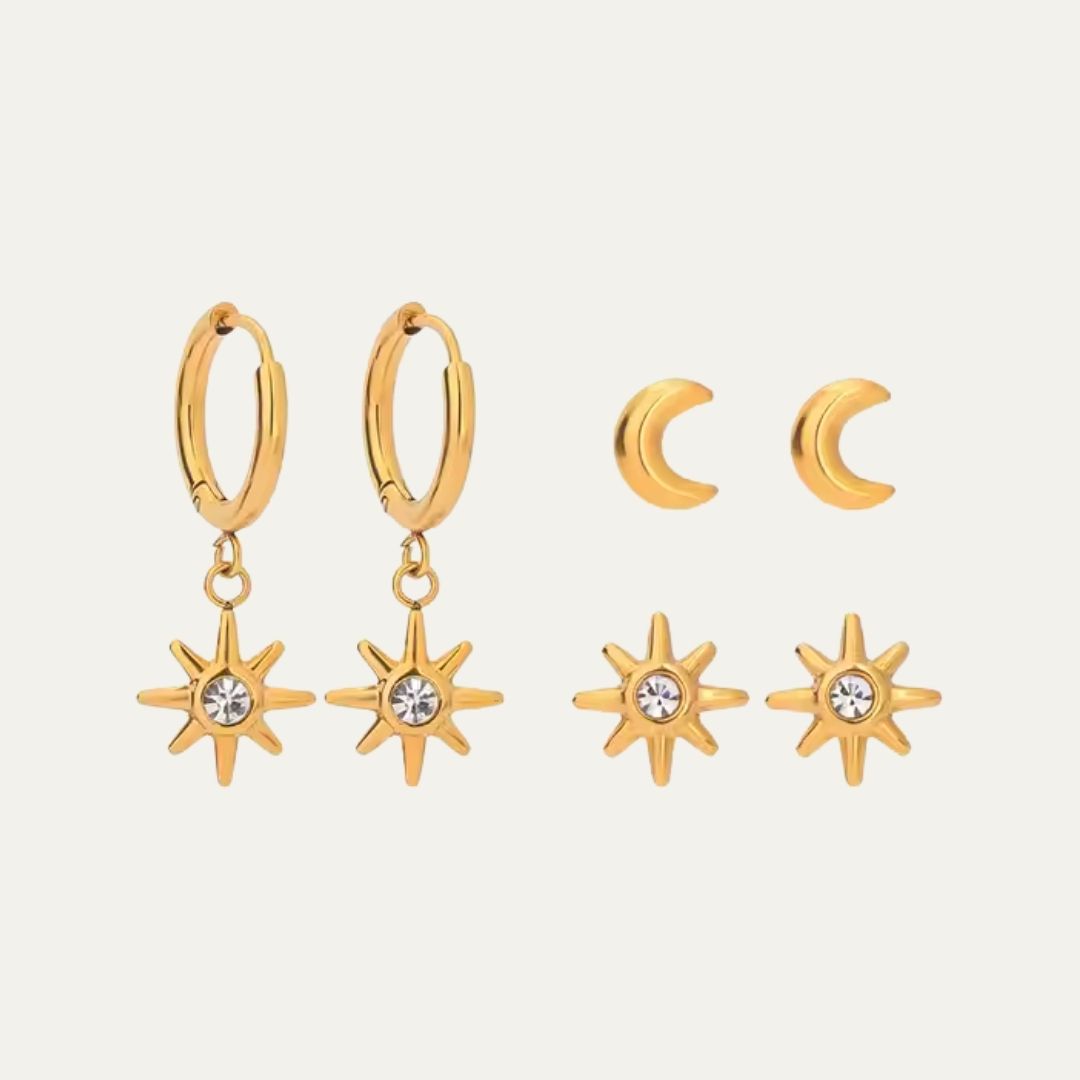 Set Star Moon Earrings