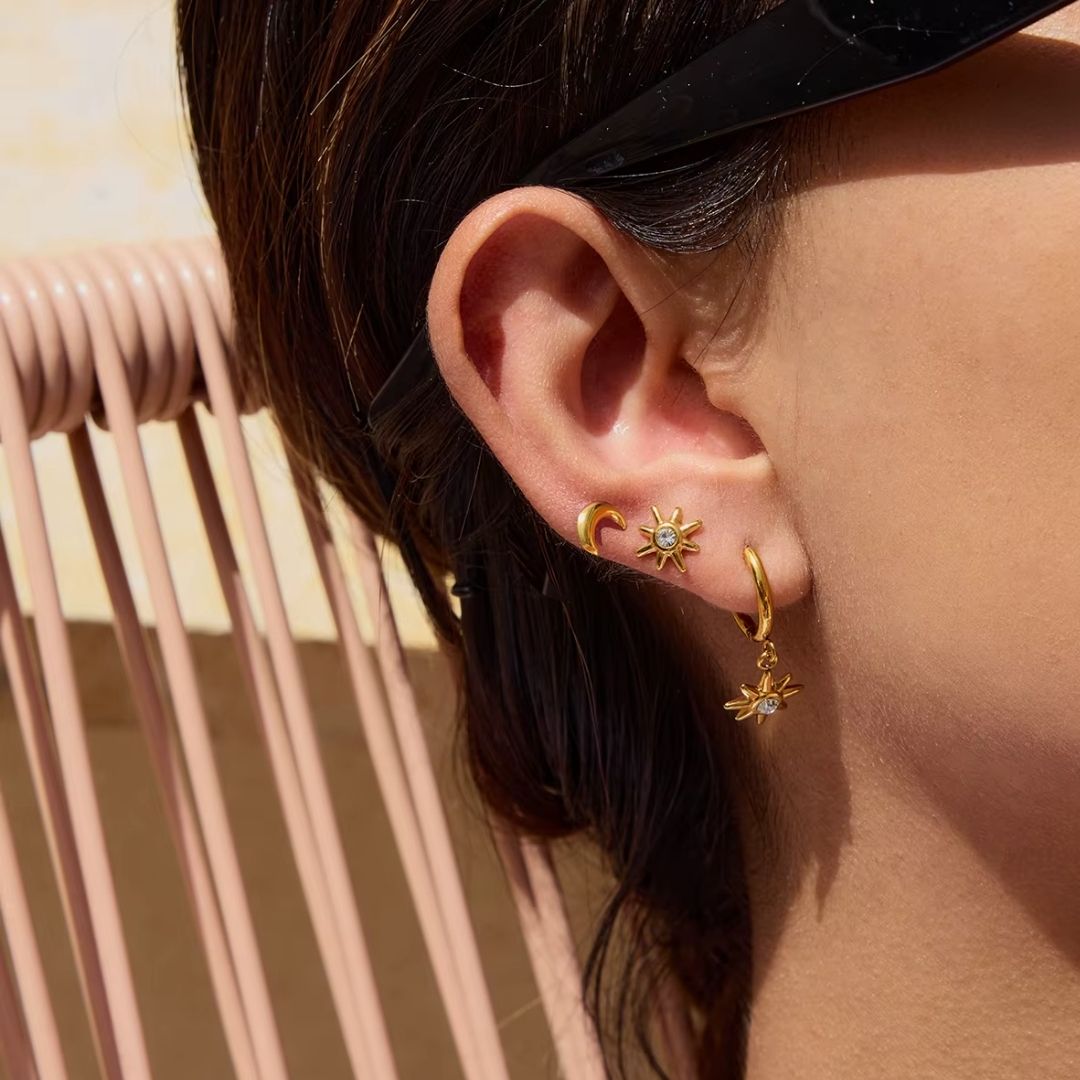 Set Star Moon Earrings