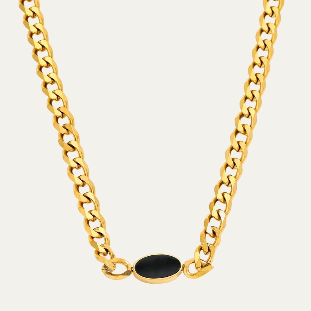 Black Stone Chain Necklace